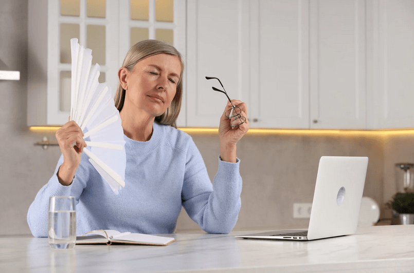 Menopausal woman with hot flash