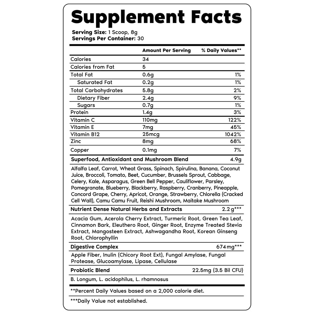 Supplement facts per serving