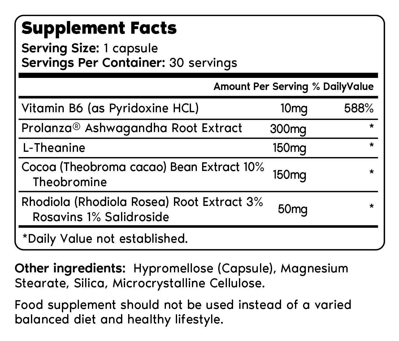 Supplement facts per serving